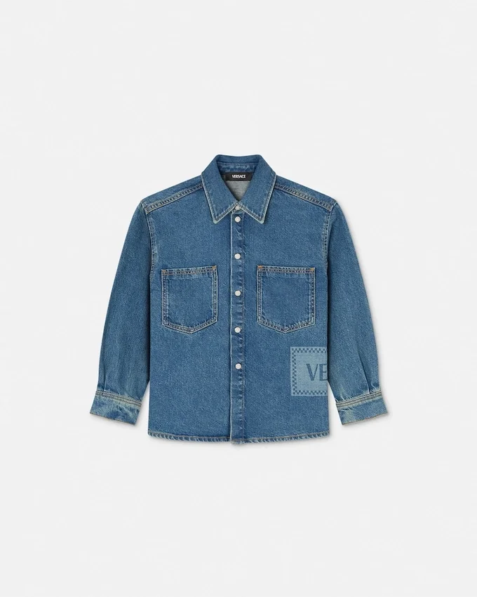 90s Vintage Logo Denim Kids Shirt 90s Vintage Logo Denim Kids Shirt