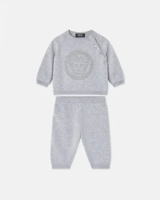 Baby Embroidered Cotton Knit Sweater Set