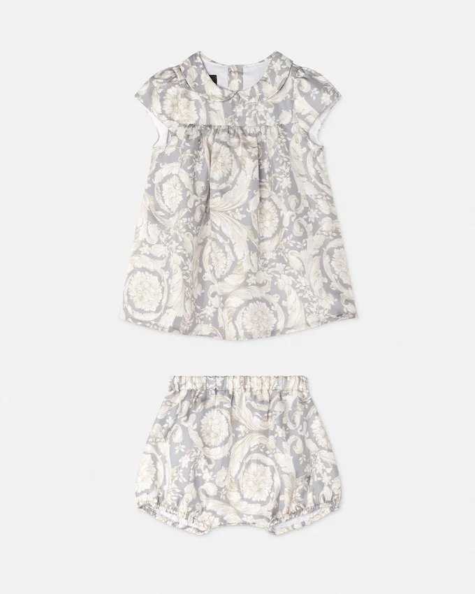 Baby Printed Silk Twill Dress Set Baby Printed Silk Twill Dress Set