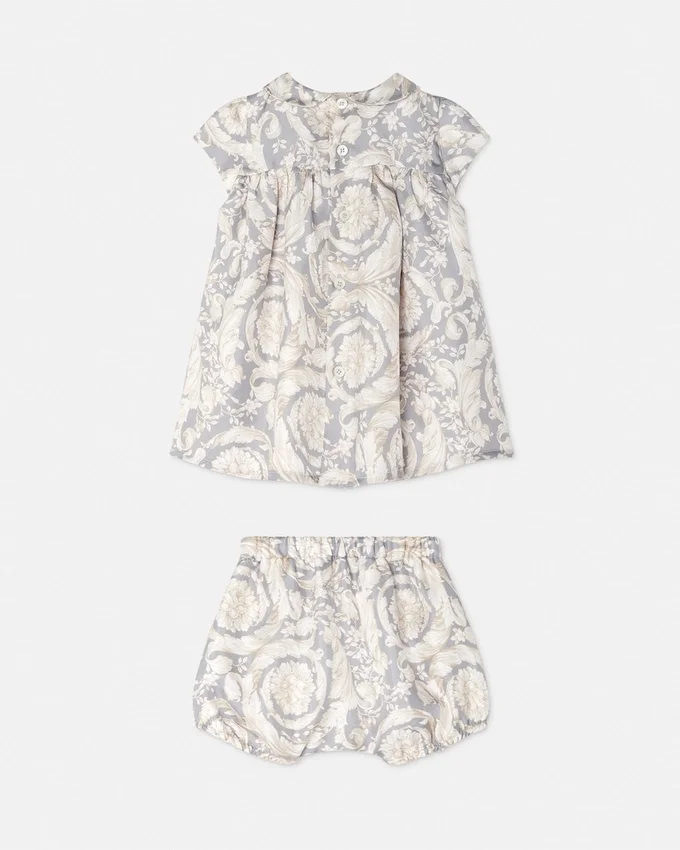 Baby Printed Silk Twill Dress Set Baby Printed Silk Twill Dress Set