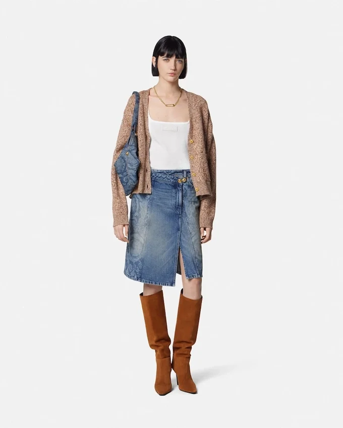 Barocco Denim Wrap Skirt Barocco Denim Wrap Skirt