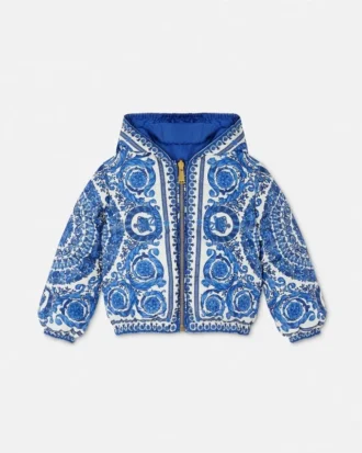 Barocco Foulard Reversible Kids Puffer Jacket