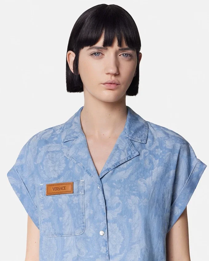 Barocco Jacquard Chambray Boxy Shirt Barocco Jacquard Chambray Boxy Shirt
