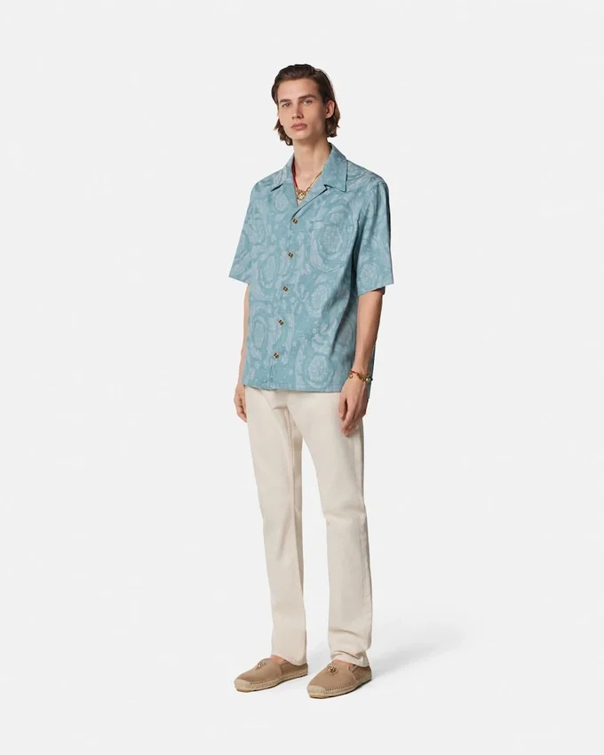 Barocco Jacquard Chambray Denim Shirt Barocco Jacquard Chambray Denim Shirt
