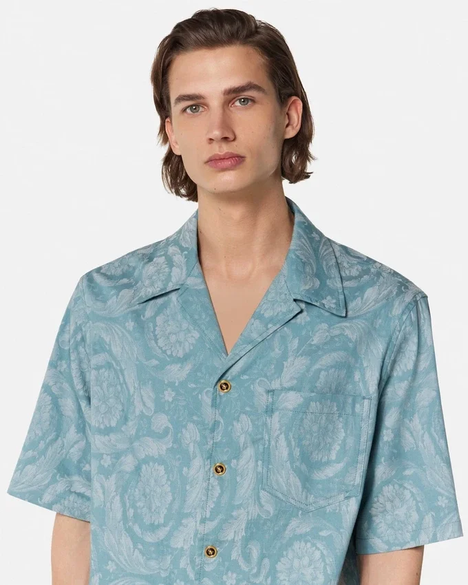 Barocco Jacquard Chambray Denim Shirt Barocco Jacquard Chambray Denim Shirt