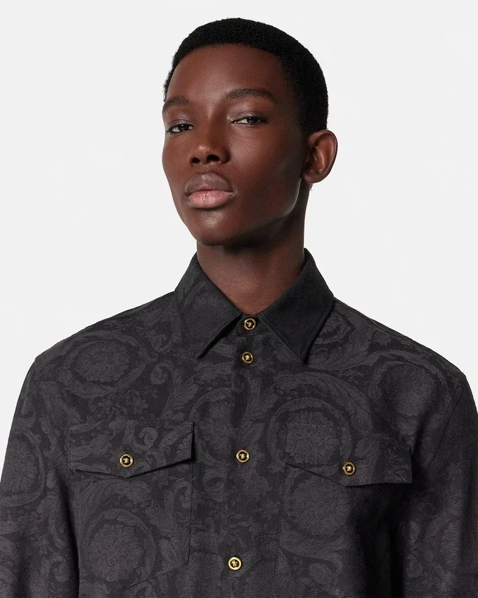 Barocco Jacquard Chambray Denim Shirt Barocco Jacquard Chambray Denim Shirt