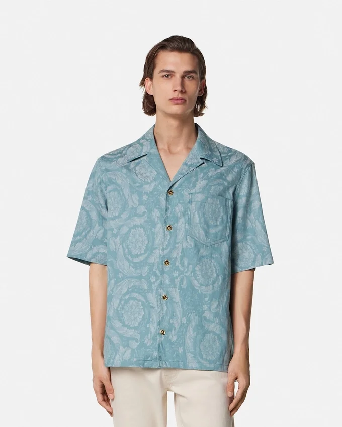 Barocco Jacquard Chambray Denim Shirt Barocco Jacquard Chambray Denim Shirt