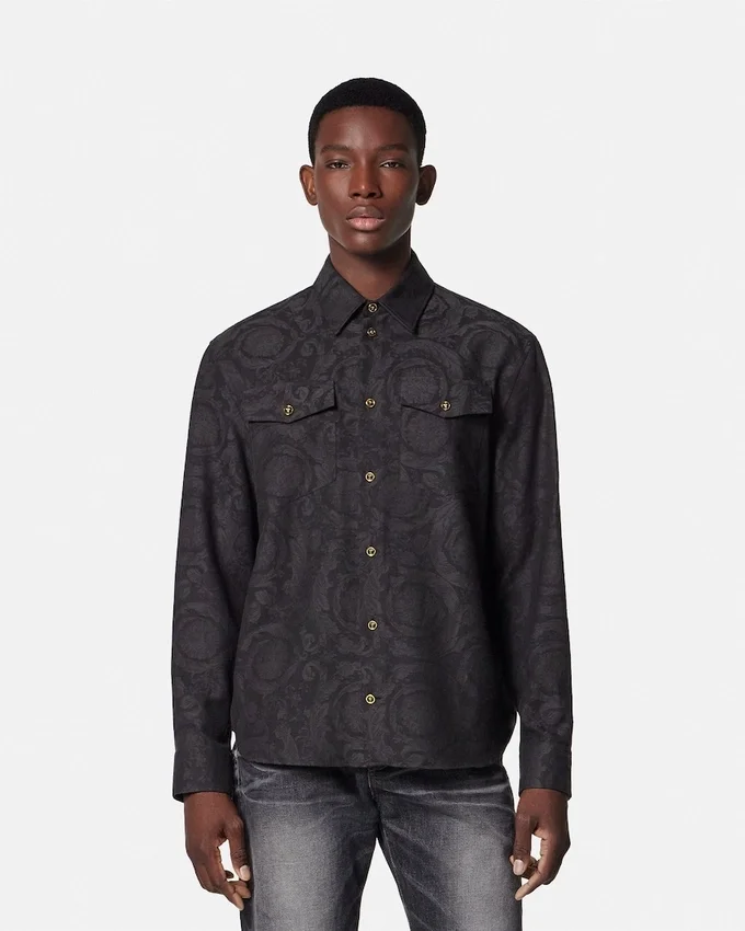 Barocco Jacquard Chambray Denim Shirt Barocco Jacquard Chambray Denim Shirt