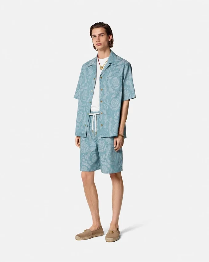 Barocco Jacquard Chambray Denim Shorts Barocco Jacquard Chambray Denim Shorts
