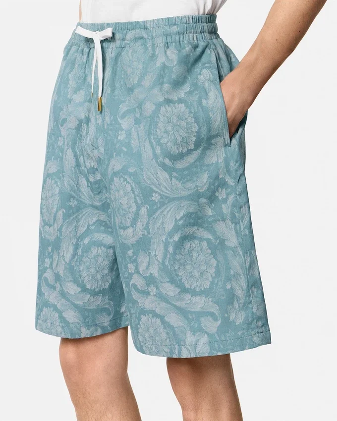 Barocco Jacquard Chambray Denim Shorts Barocco Jacquard Chambray Denim Shorts