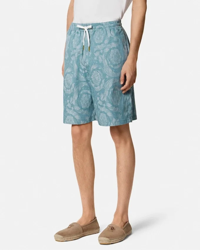 Barocco Jacquard Chambray Denim Shorts Barocco Jacquard Chambray Denim Shorts