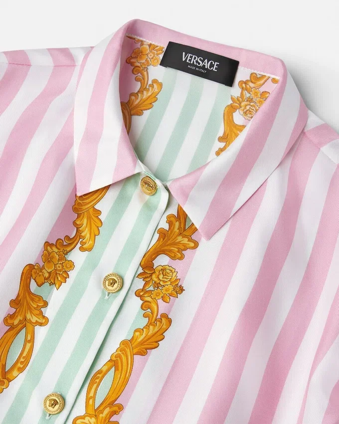 Barocco Pinstripe Silk Kids Shirt Barocco Pinstripe Silk Kids Shirt