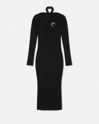 Baroque Buckle Cutout Midi Dress