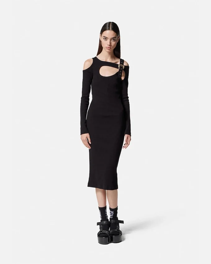 Baroque Buckle Cutout Midi Dress Baroque Buckle Cutout Midi Dress