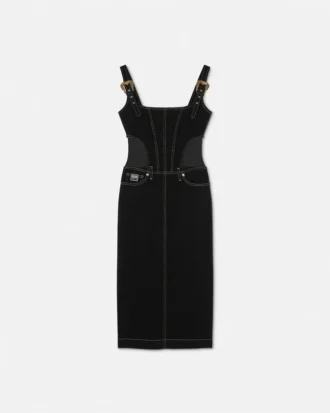 Baroque Buckle Midi Denim Dress