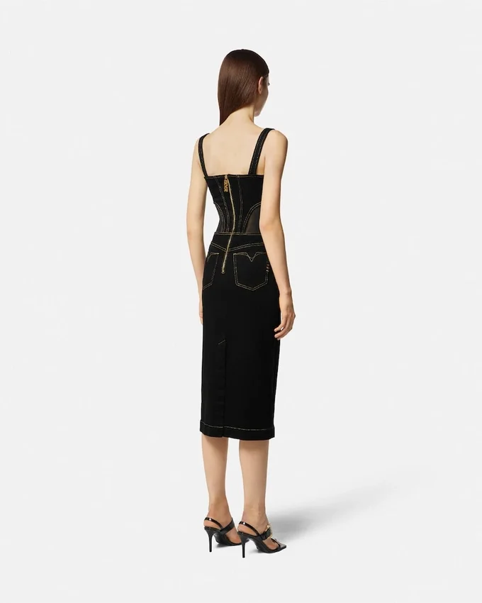 Baroque Buckle Midi Denim Dress Baroque Buckle Midi Denim Dress
