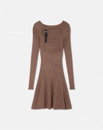 Baroque Buckle Ribbed Mini Dress