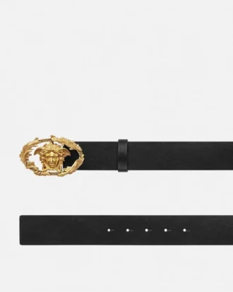 Buckle Crest Leather Belt  4 cm