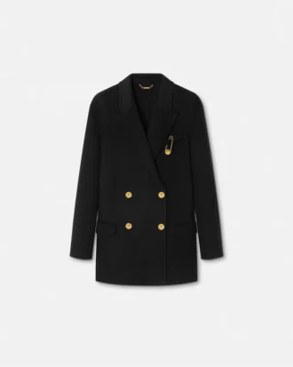 Cashmere-Blend Double-Breasted Peacoat