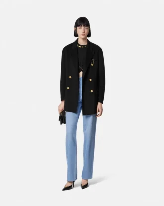 Cashmere-Blend Double-Breasted Peacoat