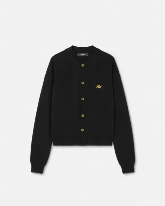 Cashmere-Cotton Knit Polo Cardigan
