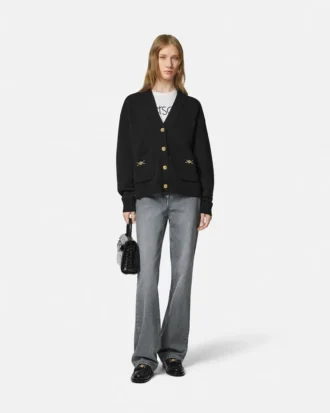 Cashmere-Wool Knit Boxy Cardigan