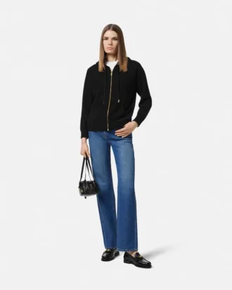 Cashmere-Wool Knit Zip Hoodie
