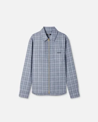 Checked Wool Flannel Zip Overshirt