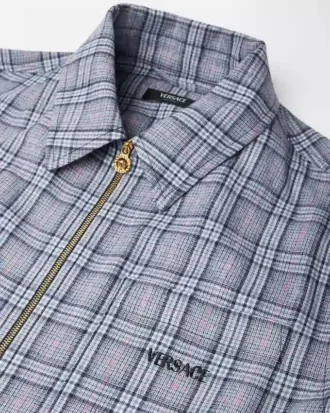 Checked Wool Flannel Zip Overshirt
