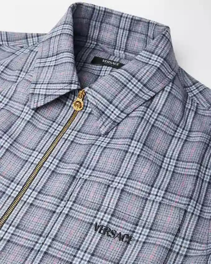 Checked Wool Flannel Zip Overshirt Checked Wool Flannel Zip Overshirt