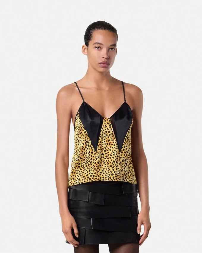 Cheetah Allover Silk Slip Camisole Cheetah Allover Silk Slip Camisole