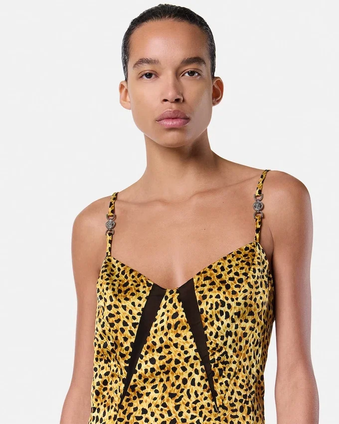 Cheetah Allover Silk Slip Mini Dress Cheetah Allover Silk Slip Mini Dress