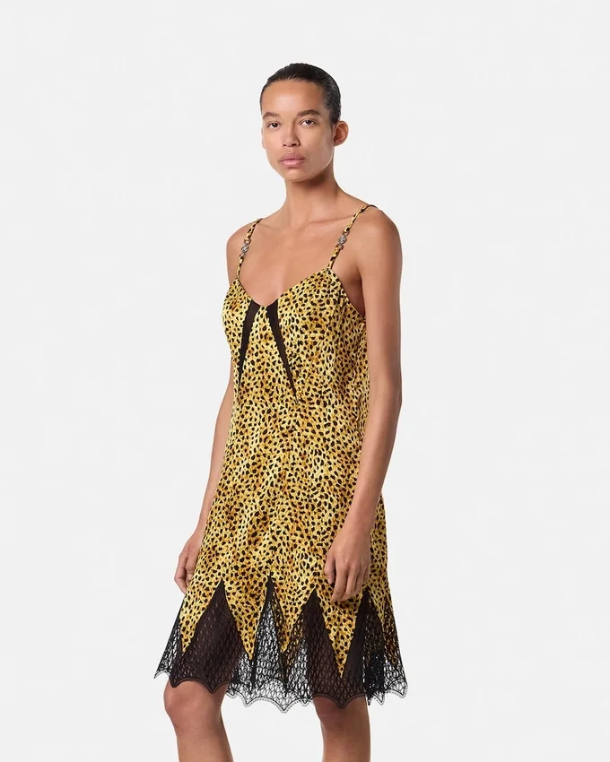 Cheetah Allover Silk Slip Mini Dress Cheetah Allover Silk Slip Mini Dress