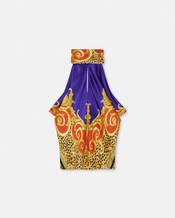 Cheetah Barocco Silk Lavallière Top Cheetah Barocco Silk Lavallière Top