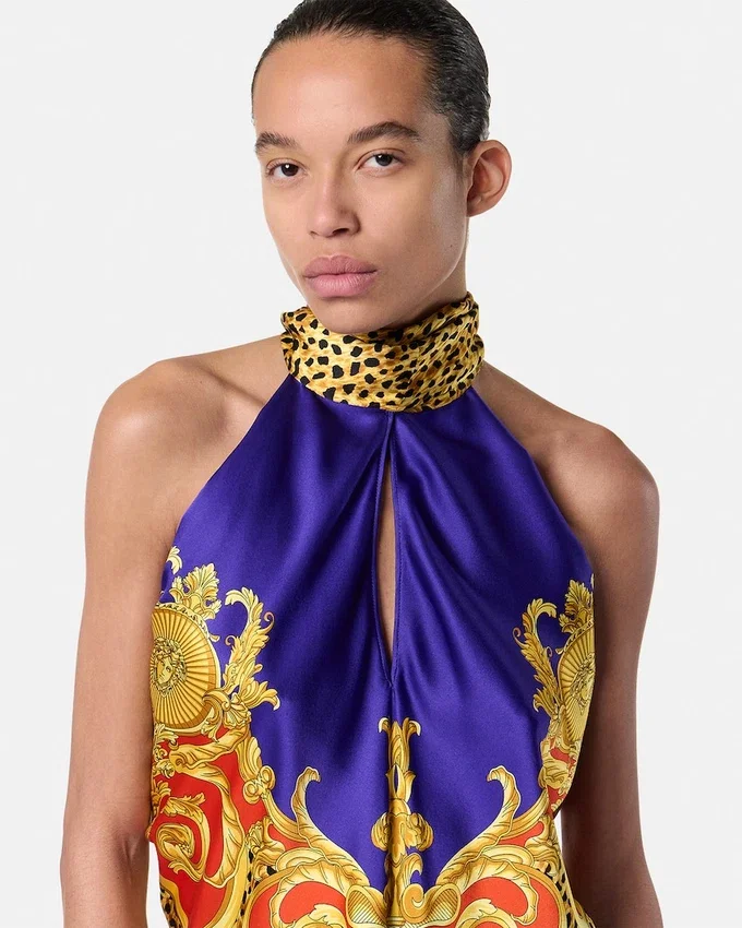 Cheetah Barocco Silk Lavallière Top Cheetah Barocco Silk Lavallière Top