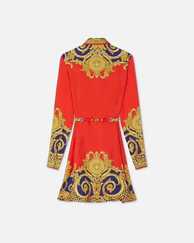 Cheetah Barocco Silk Mini Shirt Dress Cheetah Barocco Silk Mini Shirt Dress