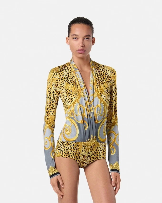 Cheetah Foulard Draped Bodysuit Cheetah Foulard Draped Bodysuit