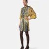 Cheetah Foulard Silk Lavallière Mini Dress Cheetah Foulard Silk Lavallière Mini Dress