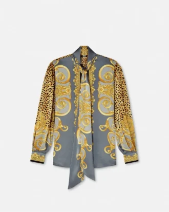 Cheetah Foulard Silk Lavalli&egrave;re Shirt
