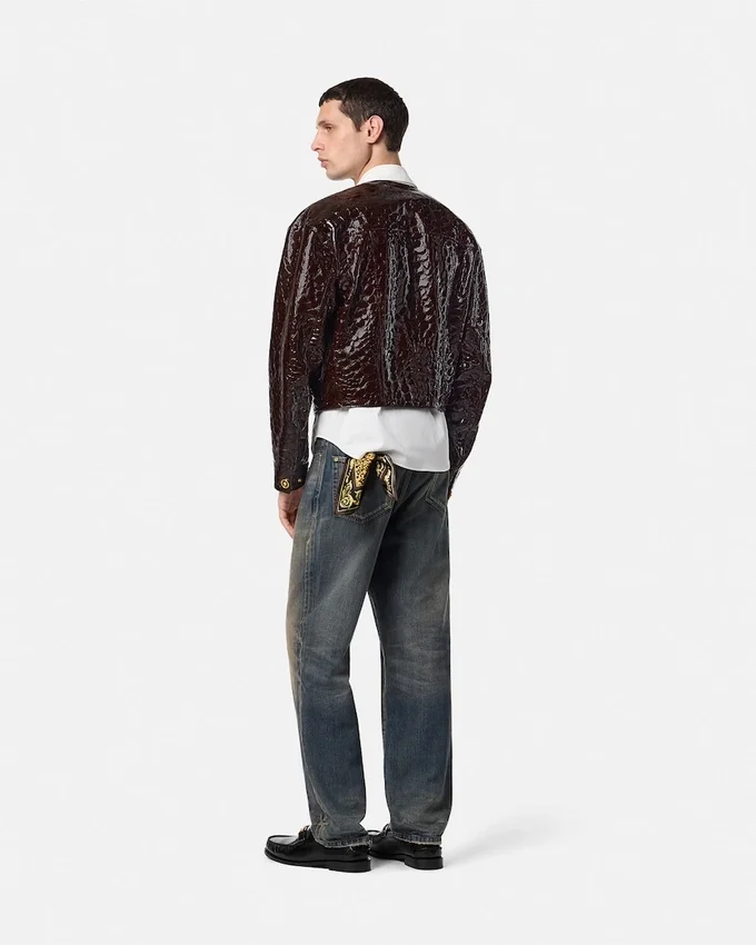 Croc-Effect Patent Leather Jacket Croc-Effect Patent Leather Jacket