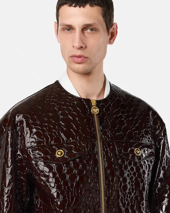 Croc-Effect Patent Leather Jacket Croc-Effect Patent Leather Jacket