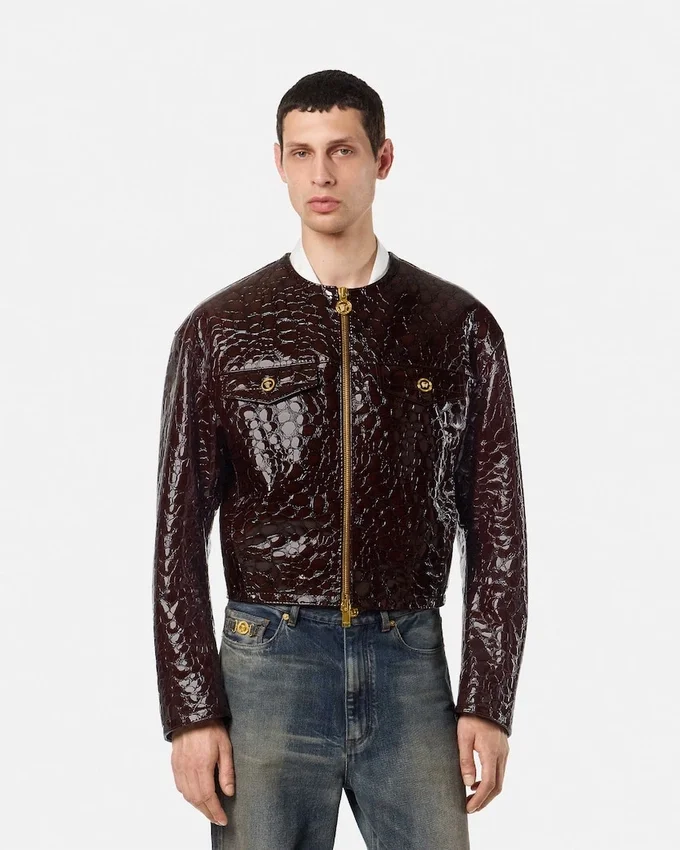 Croc-Effect Patent Leather Jacket Croc-Effect Patent Leather Jacket