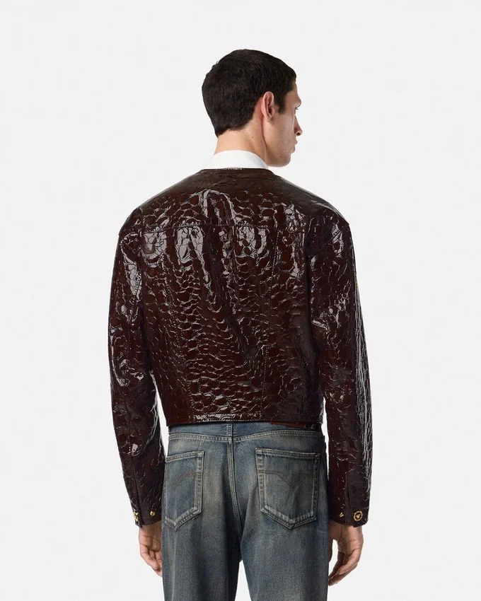 Croc-Effect Patent Leather Jacket Croc-Effect Patent Leather Jacket
