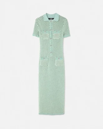 Crochet Knit Polo Maxi Dress