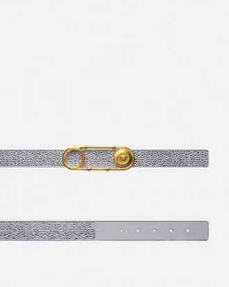 Crystal Safety Pin Leather Belt 3 cm
