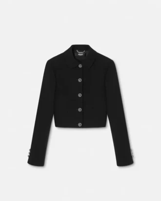 Double-Wool Crépe Crop Jacket