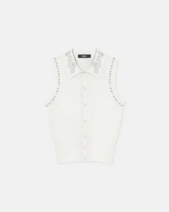 Embellished Cashmere-Blend Knit Vest