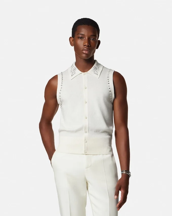Embellished Cashmere-Blend Knit Vest Embellished Cashmere-Blend Knit Vest