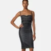 Embellished Denim Fitted Midi Dress Embellished Denim Fitted Midi Dress