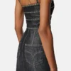 Embellished Denim Fitted Midi Dress Embellished Denim Fitted Midi Dress